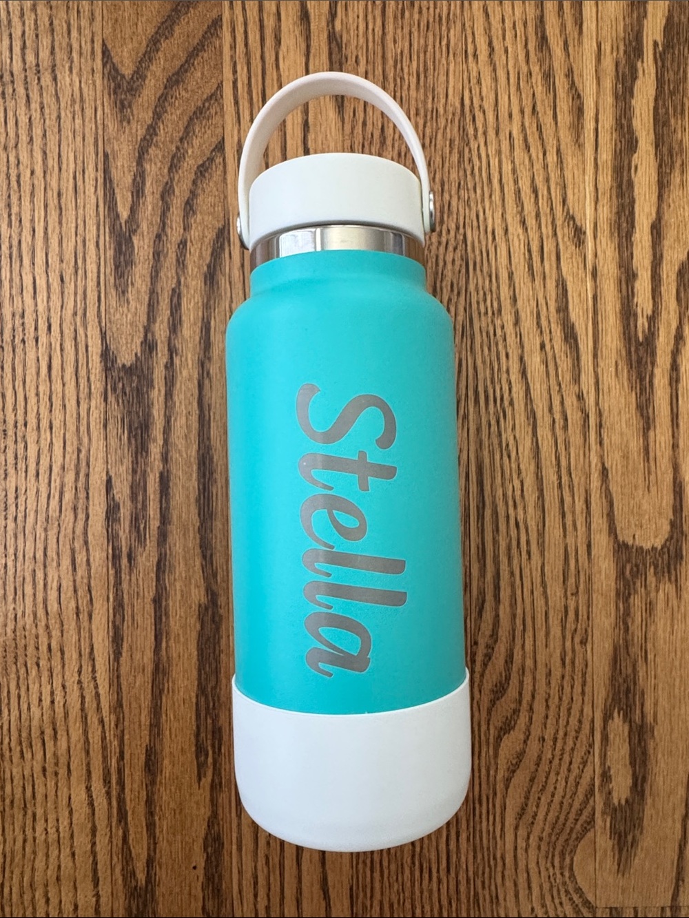 Hydro Flask Aqua Teal & White Personalized Stella Stainless Steel Bottle